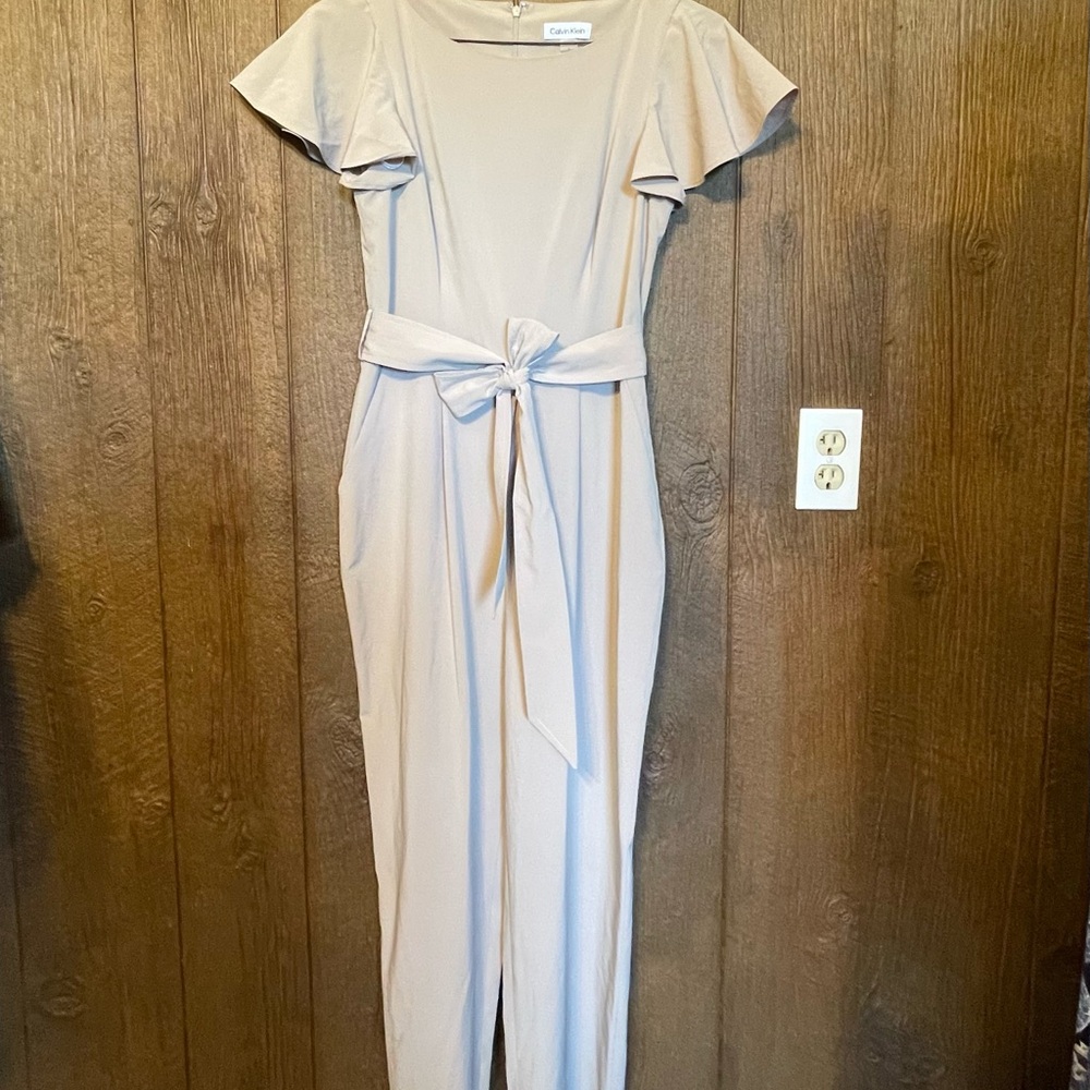 Calvin Klein Cream Jumpsuit with Zipper
